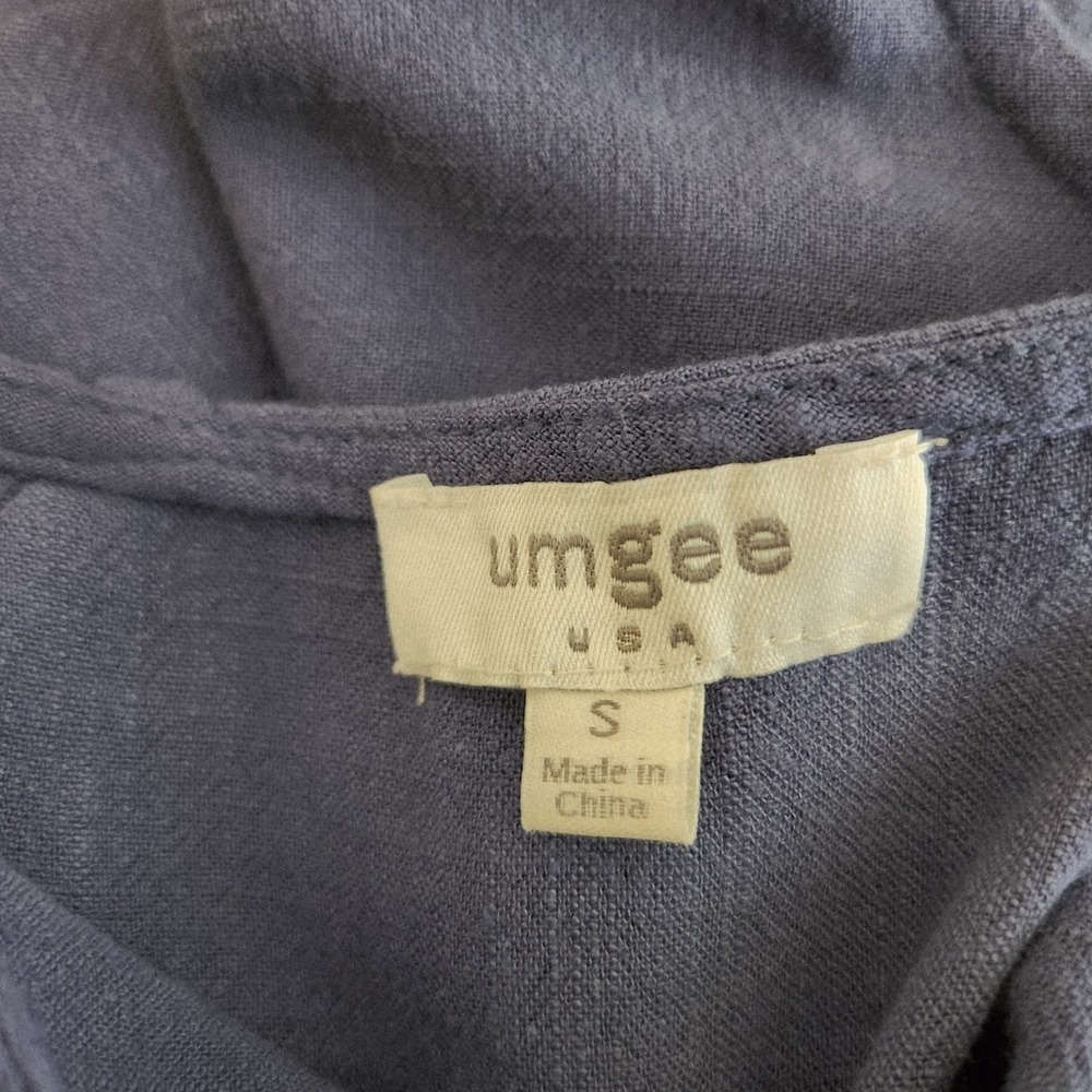 Umgee Maxi Dress Blue Linen Blend High Low Hem Boho Resort Small - Picture 8 of 8